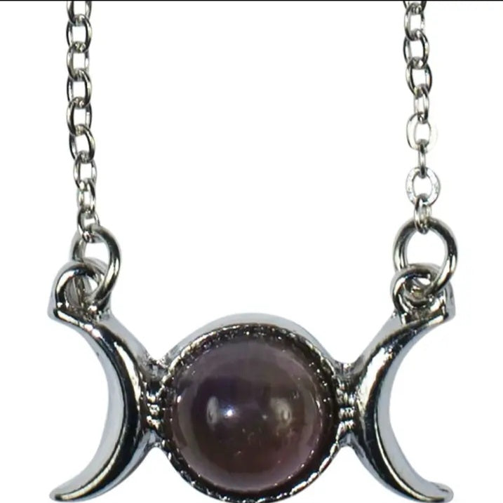 8.5"L Moon Phase Adjustable Necklace Amethyst